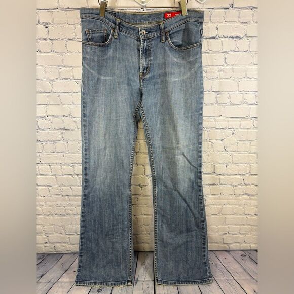 VINTAGE 90s Express X2 Low Rise Festival Rocker Stevie Boho Boot Leg Jeans 10 - Picture 1 of 11